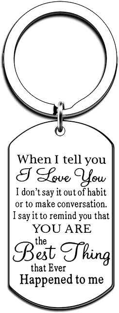 JMIMO Valentine Day Gifts for Him Her I Love You Gifts Birthday Anniversary Keyring for Boyfriend Girlfriend Wedding Key Chain from Wifey Hubby Engagement Present