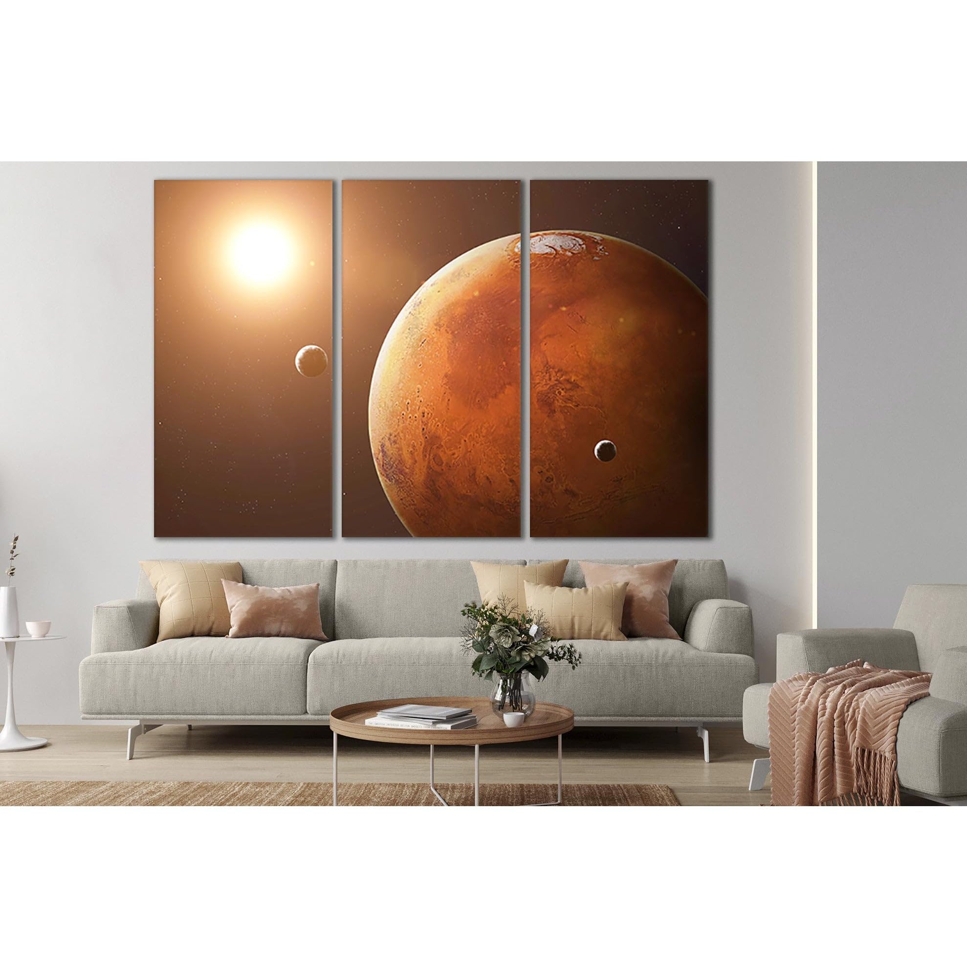 Impression sur toile Mars And Its Moons tableau prestige 180cm - 3