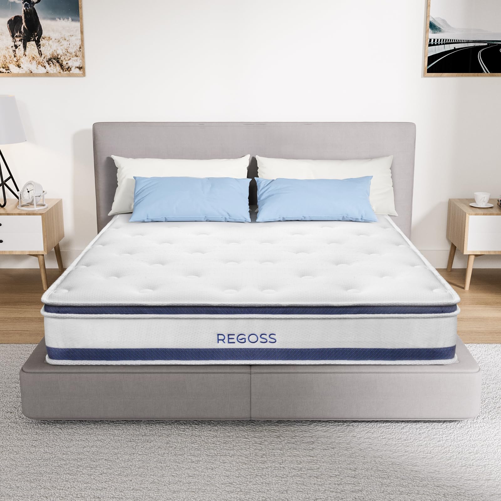 Full Mattress, 10 Inch Hybrid Mattress in a Box, Mattress Full Size with Memory Foam & Individual Pocket Spring, Full Mattress Medium Soft Feel Motion Isolation for Pressure Relief