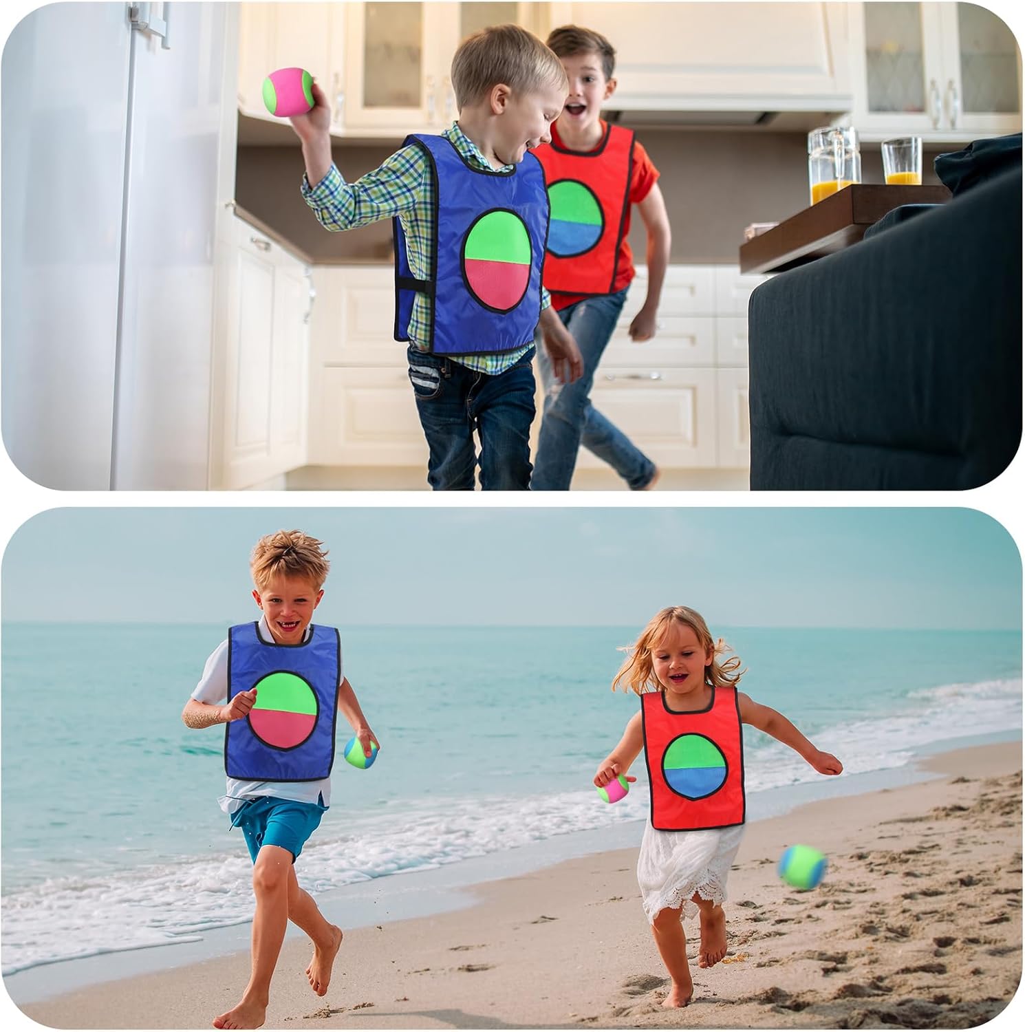 Dodgeball Game for Kids Toss and Catch Ball Set 2 Catch Vests 6 Dodgeballs 1 Drawstring Bag Beach Yard Games Catching Ball Set Lawn Party Games Outdoor Games for Christmas Birthday Gift