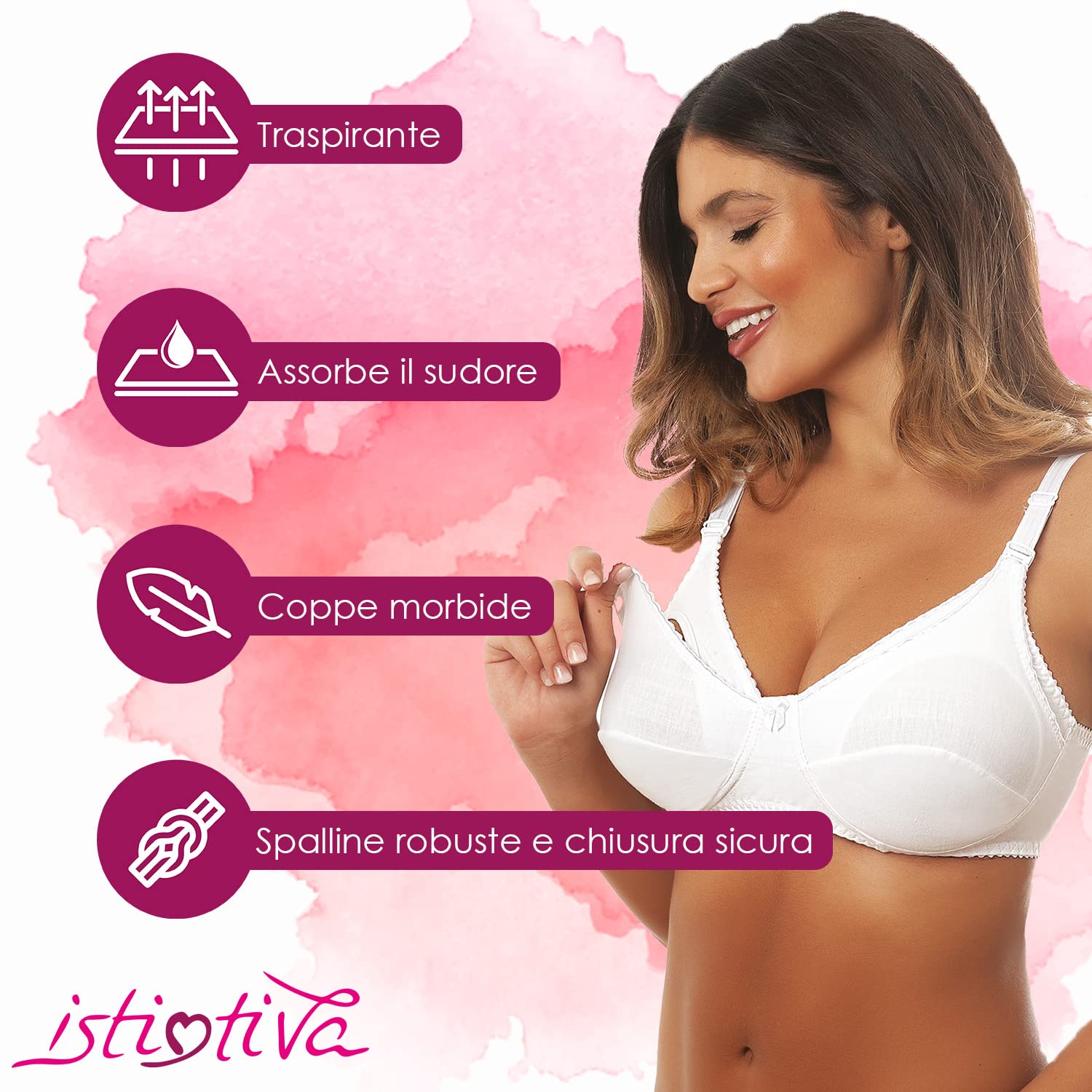 Mamma – Reggiseno Allattamento Senza Ferretto in Cotone ad Elevato Comfort | Clips per Scoprire Il Seno con Una Mano | Coppe morbide Non Imbottite | Spalline Regolabili