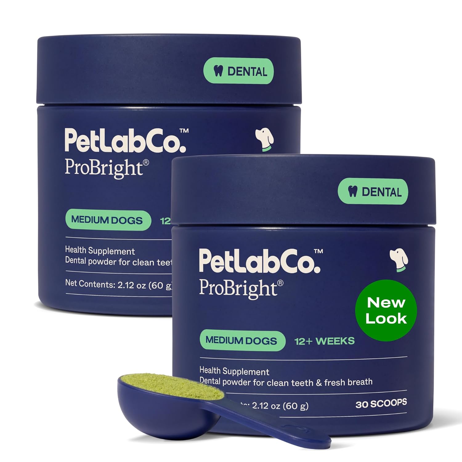 PetLab Co ProBright Dental Powder - Dog Breath Freshener - Teeth Cleaning Made Easy Targets Tartar Bad Breath