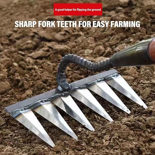 Miniatura 4 de Rastrillo de hierro para jardinería y deshierbe, rastrillo de hierro resistente, rastrillo de hierro, rastrillo de malezas, herramientas de