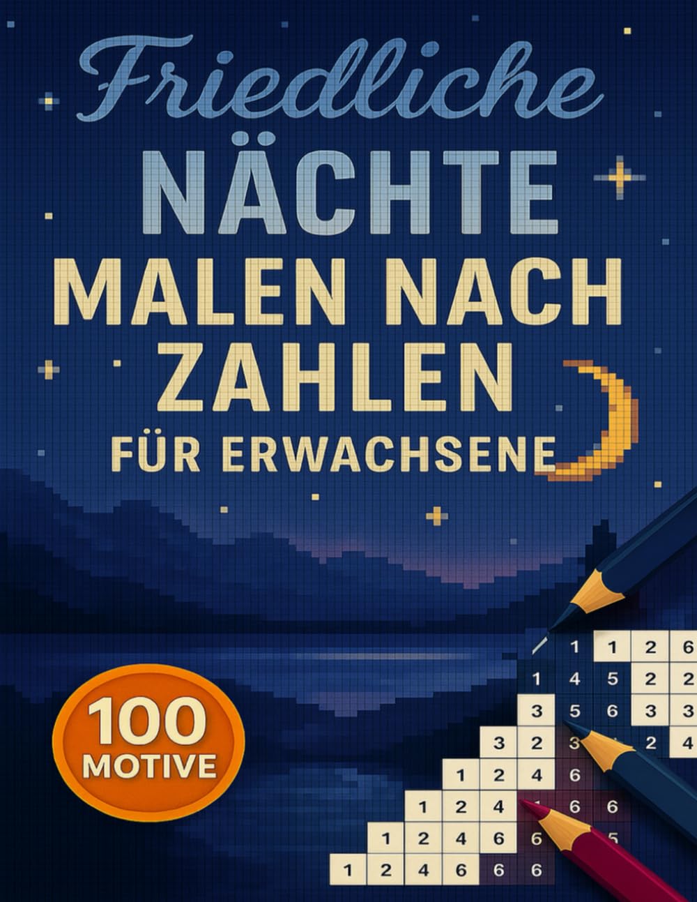Malen Nach Zahlen Für Erwachsene Friedliche Nächte: 100 Motive in geheimen Pixelmosaiken mit ruhigen Abend- und Sternenhimmel-Szenen, die sich ... enthüllen und entspannten Farbgenuss bieten.
