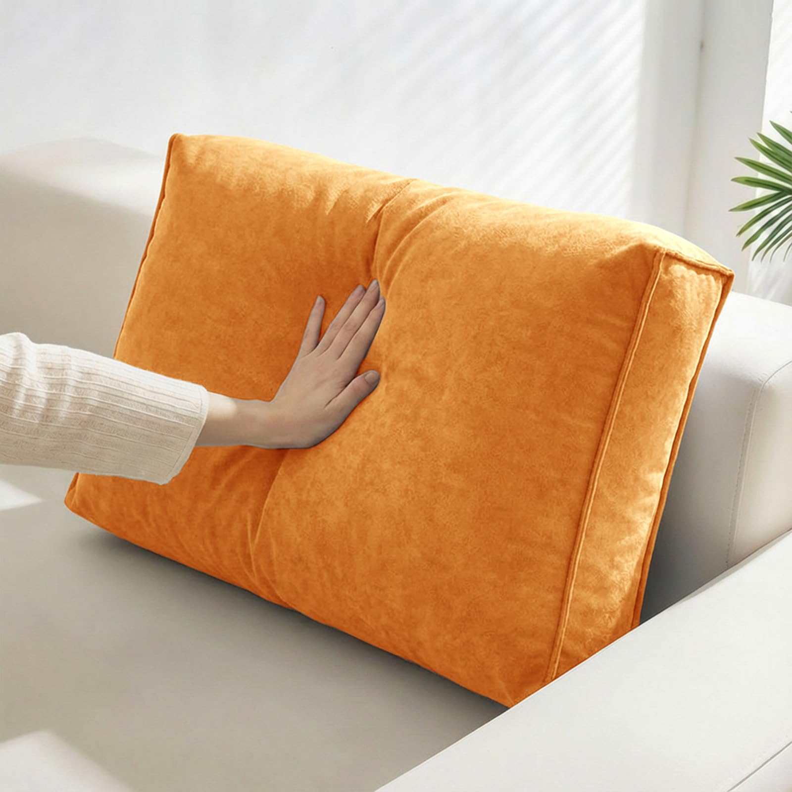 Aocase Extra Large Cushions for Sofa Reading Pillows Comfort Lumbar Pillows Bolsters Headboard Pillow with Zipper Removable Washable Cover, Orange,90×45×12cm — image 1