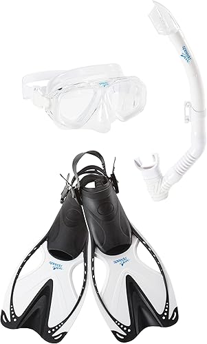 Miniatura 20 de Speedo Máscara de Buceo con Snorkel Unisex para Adultos Anti-empañamiento con Cubierta para la Nariz Serie Adventure M Azul