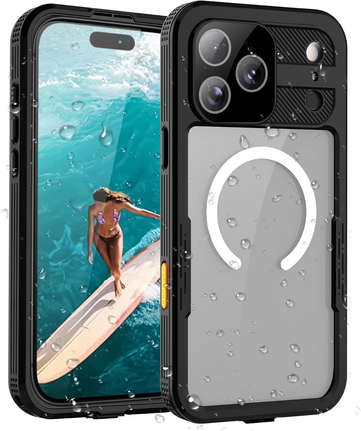 ShellBox Case Fit with iPhone 17 Pro Max Magnetic Waterproof Cover, Underwater Phone Housing for Swimming, Snorkeling, Kayaking, Built-in Screen Camera Lens Protector, 360 Full Body Protection, Black