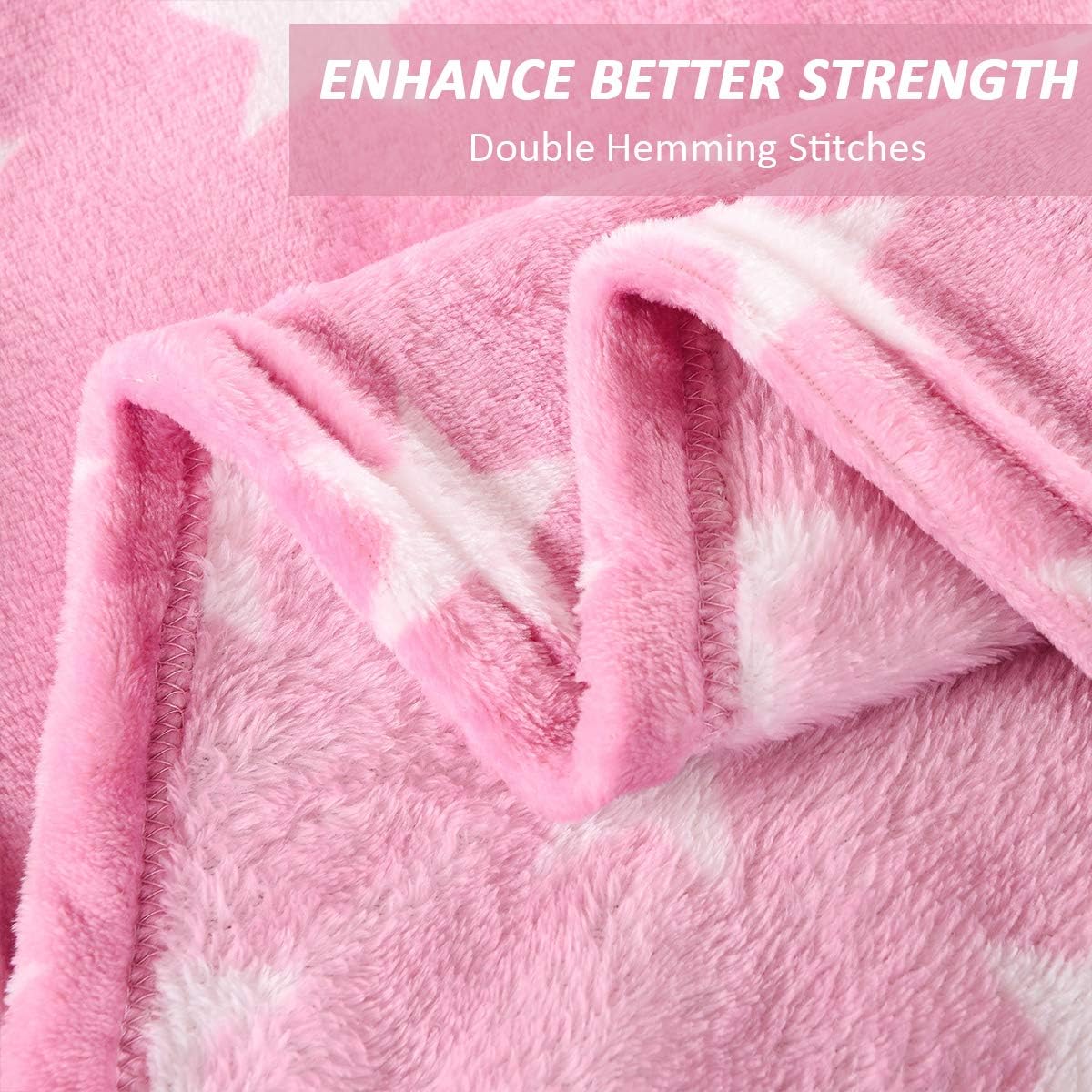 HYSEAS Flannel Fleece Star Throw Blanket Pink - Soft Plush Cozy Fuzzy Microfiber Blanket for Couch, Bed, Chair, Sofa - All Seasons Lightweight - 50x60 Inch - Image 6