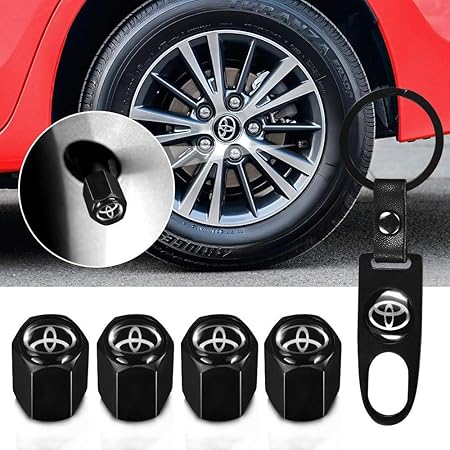 Amazon Qingtech For Toyota バルブキャップ 車 トヨタ エアー バルブ キャップ 車用メタル 腐食 防止 黒 4個組 車 バイク 車 バイク