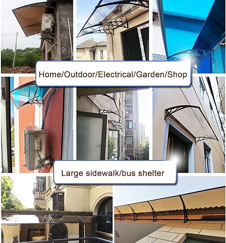 Miniatura 8 de KDDEON Toldo silencioso para ventana o puerta delantera, toldo de entrada con cubierta de policarbonato, protección contra la lluvia y la nieve,