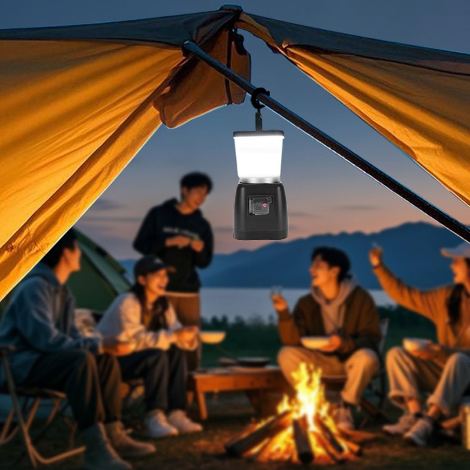 Dpofirs Latarnia Kempingowa Naładowa Korka, 6000 MAh LED Light Lightlight, Samodzielna wodoodporność Energii Elektrycznej do Awaryjnego Przetrwania Przetrwania Przetrwania Przerwy (BLACK)