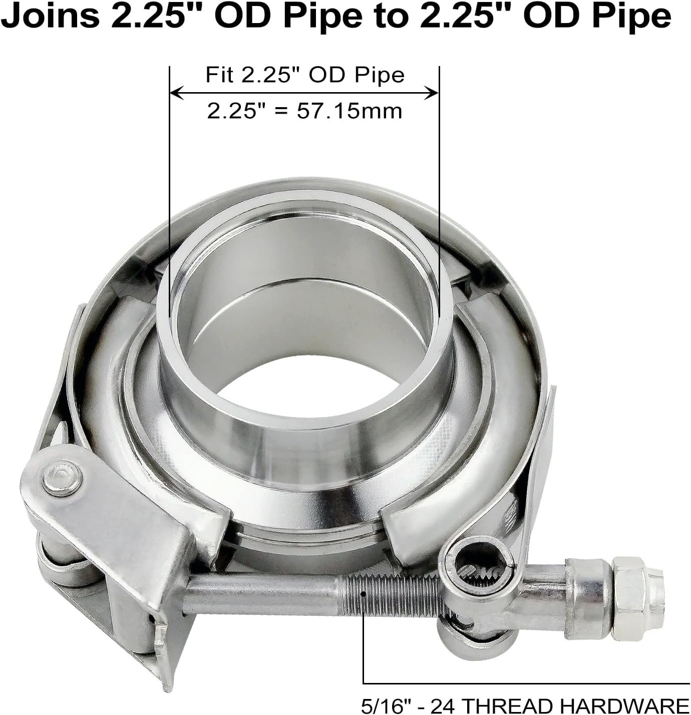 ROADFORMER 2.25 inch V Band Clamp - 2 sets of Quick Release V band Exhaust Clamp Stainless Steel with Flanges for Automotive exhaust system, turbocharger, downpipe and mufflers (2.25" - 2 Pack)