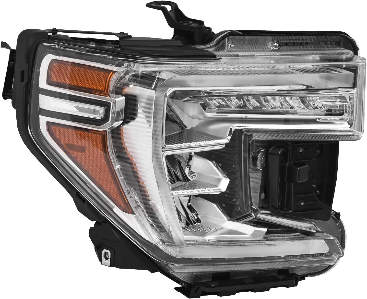 GMC Sierra Denali Ultimate 1500 Headlight Assembly 2019-2021 LED Projector HeadLamp with LED DRL Turn Signal Light Chrome Clear Lens Right Passenger Side 85535170 GM2503496 Premium Right Passenger Side