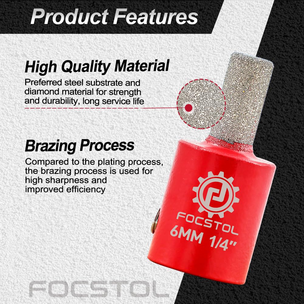 FOCSTOL Brocas para Amoladora de Vidrio - 4 piezas 3/6/19/25mm Broca de Diamante para Amoladora de Vidrio Herramienta Abrasiva para Amolar Vidrio Azulejos Piedra Jade