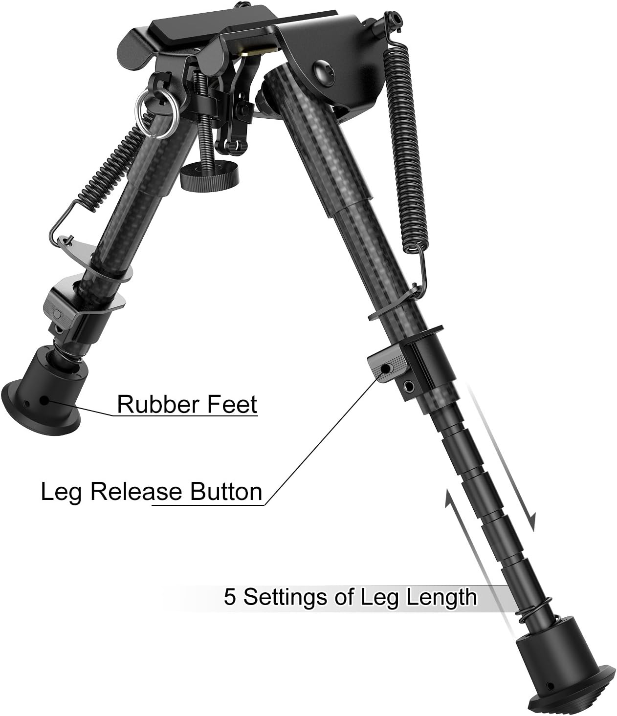 XAegis Carbon Fiber 6"- 9" Rifle Bipod with Picatinny Adapter, Carbon Bipod for Hunting&Shooting : Sports & Outdoors