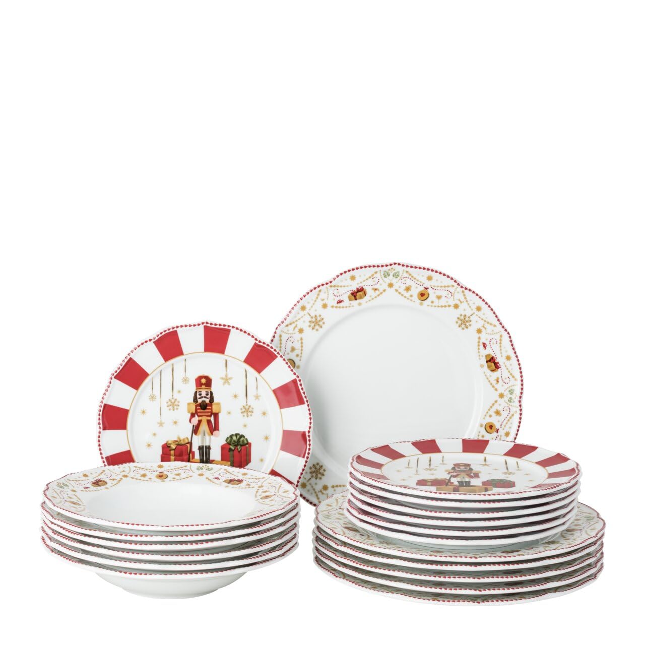 Hutschenreuther Weihnachten "Christmas Love" Set 18-teilig, Tellerset bestehend aus: 6 x Teller 22 cm "Christmas Love red", 6 x Teller 27 cm flach; 6 x Teller 23 cm tief
