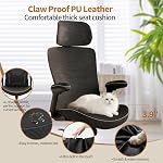 Ergalithic Accueil Bureau ergonomique Chaise-ordinateur X-Shaped Desk Chair Mesh PU Cuir avec support Lombaire réglable-Président Exécutif Haut Bureau de dossier avec accoudoir Armes Flip-Up pour longues heures (Noir)