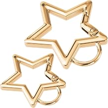 2 PCS Star Carabiner, Zinc Alloy Heavy Duty Star Shaped Keychain Clip with 2 Sizes, Carabiner Clip for Camping, Hiking, Fishing