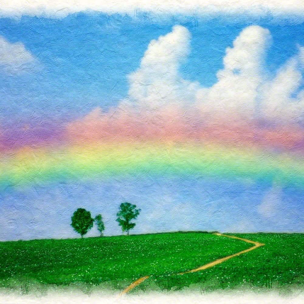 Amazon Co Jp 和紙 アート パネル 夏 青 風景 丘 虹と親子の木へと続く道 30x21cm 風水 玄関 に 飾る 絵 絵画 金運 おしゃれ インテリア トイレ 和風 アイテム グッズ ホーム キッチン