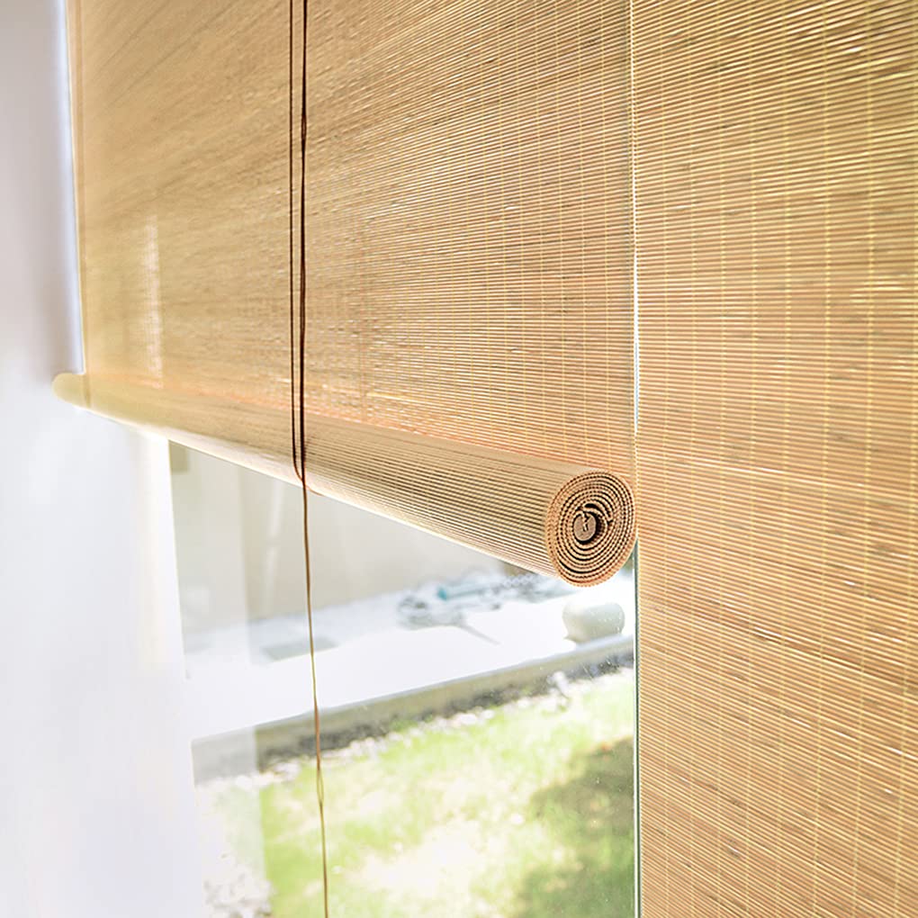 Stores À Rouleaux Romains Taux de Shading 55% Store Enrouleur en Bambou Rideau Venitien volets protection Pare-Vue Pare-Soleil Maison,pour fenêtres et portes,balcon,Personnalisable (90 x 200 cm)