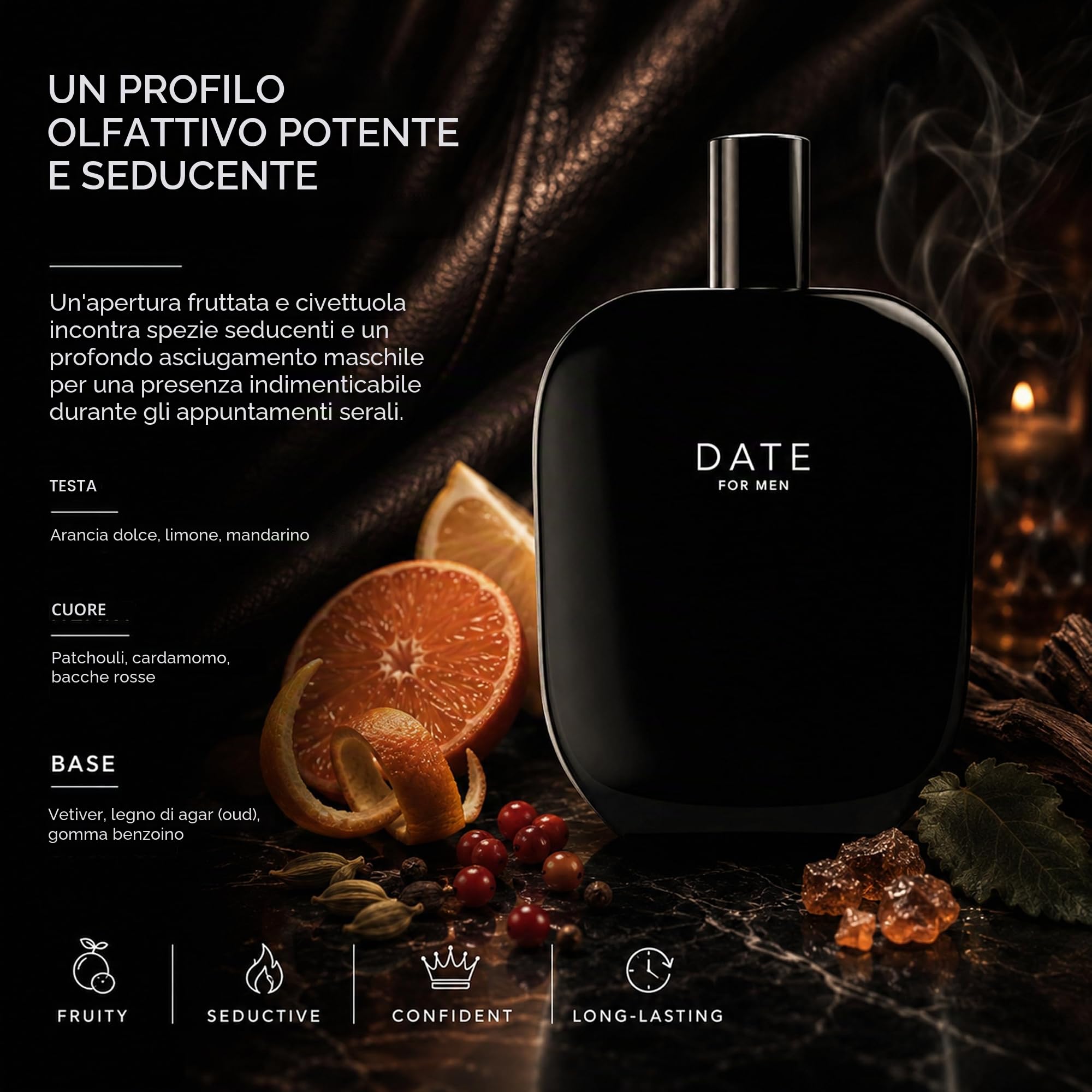 Jeremy Fragrance DATE for Men | Fragranza maschile distintiva | Fruttato Orientale Fresco | Adatto all'uso quotidiano | Perfetto per un appuntamento galante | Flacone da 100 ml con confezione regalo