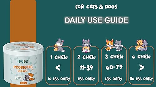 Miniatura 4 de Probióticos para perros y gatos - Masticables probióticos para perros para la salud intestinal, apoyo digestivo, reduce la diarrea y los gases,
