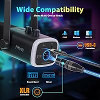 FIFINE XLR Streaming Mikrofon Kar Podcast Studio Mixer Gaming PS4/5 Mac USB 3