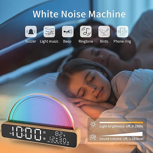 Miniatura 3 de ANYPLUS Reloj despertador de amanecer para niños, dormitorios, despertador digital de luz solar, simulador de amanecer con luz nocturna táctil, 13