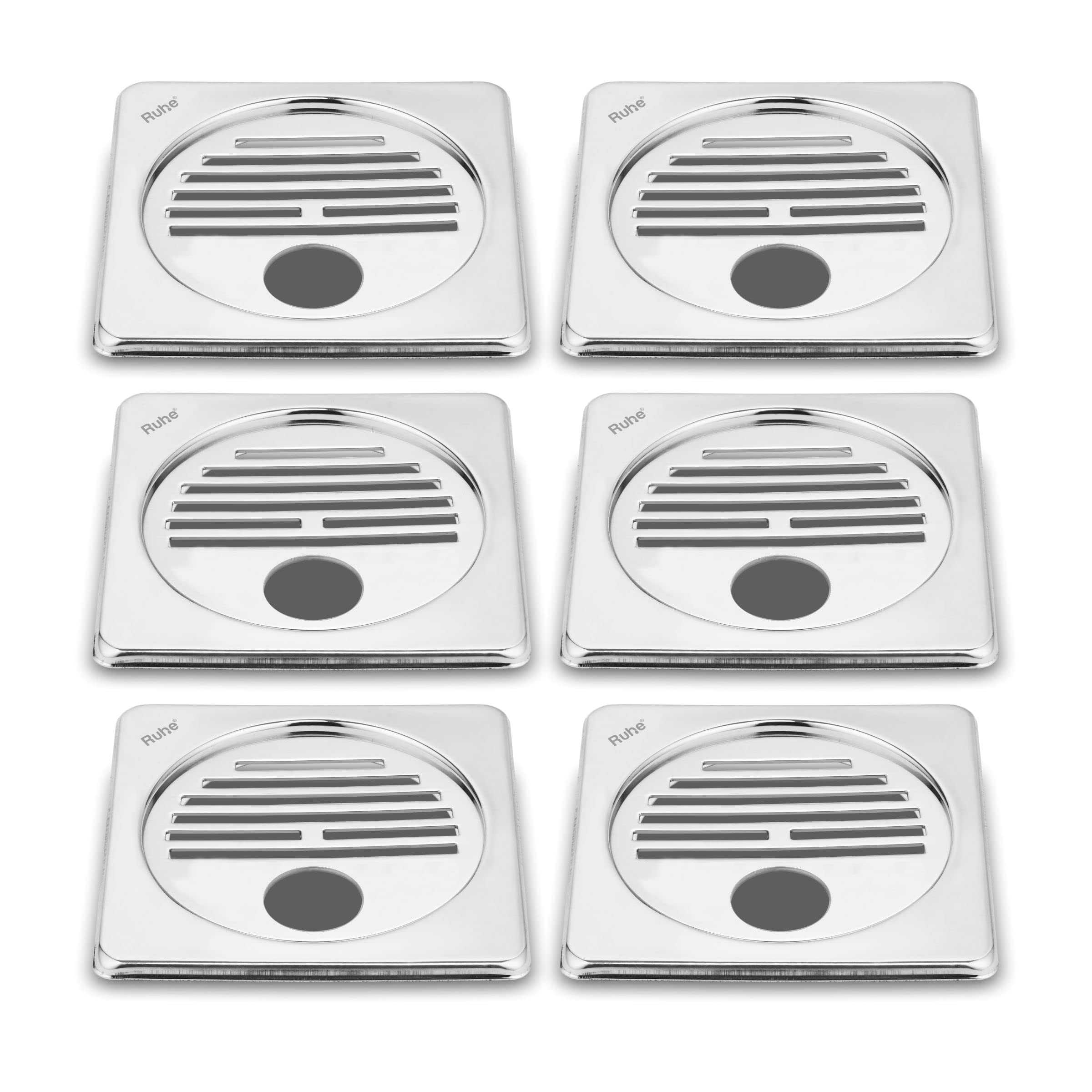 Ruhe® Square Floor Drainer | Stainless Steel Classic Neon Square Floor Drain | (5 x 5 inches) with Collar & Hole | (Pack of 6) (B09L4MY35X) Amazon Price History, Amazon Price Tracker