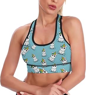 Cutest Unicorn Women's Yoga Bra Top Racerback Sports Padded Bra Workout Gym Bras