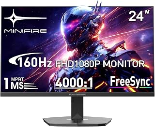 Minifire Gaming Monitor 24 Zoll,160 Hz,1ms, FreeSync, Full HD(1920 x 1080),Rahmenlos Bildschirm, Einstellbar,300Nits,sRGB 100%,HDMI 2.0 DP 1.4-(MFG24F4M HDMI-Kabel im Lieferumfang enthalten) - Amazon product rated Grade B