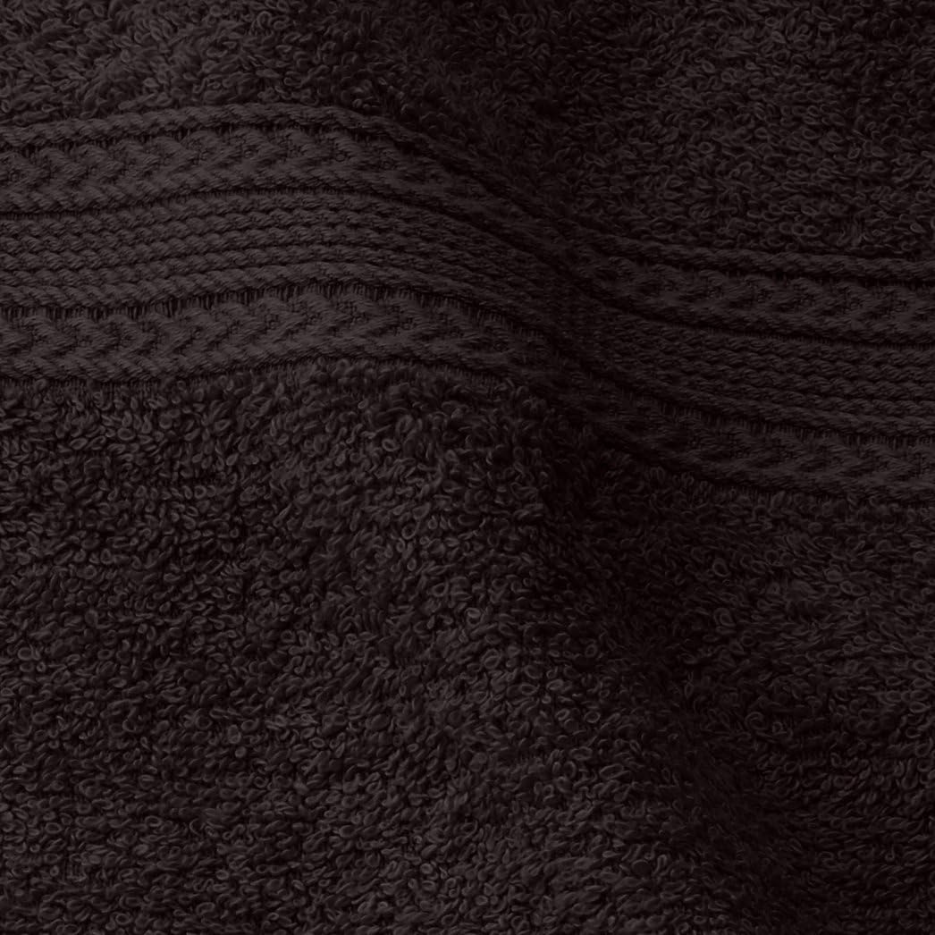 SUPERIOR 100% Ring-Spun Cotton, Bathroom, Ultra Absorbent, Super Soft, Attractive Border, Black Eco-Friendly 12-Piece Towel Set
