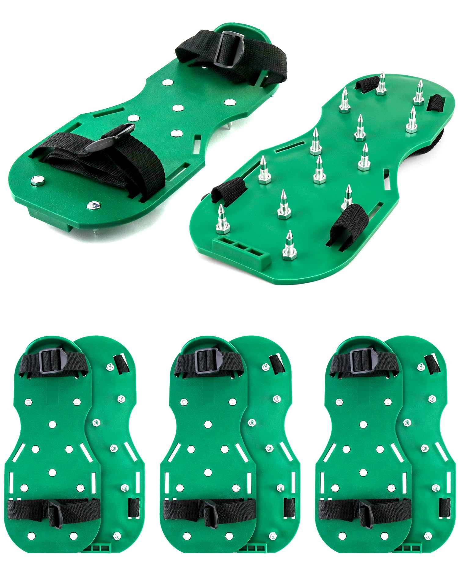 Gunite Spiked Shoes With 3/4” Short Spikes Perfect For Epoxy Floor, Overlays, Cover Installation, Green Color (Pair)