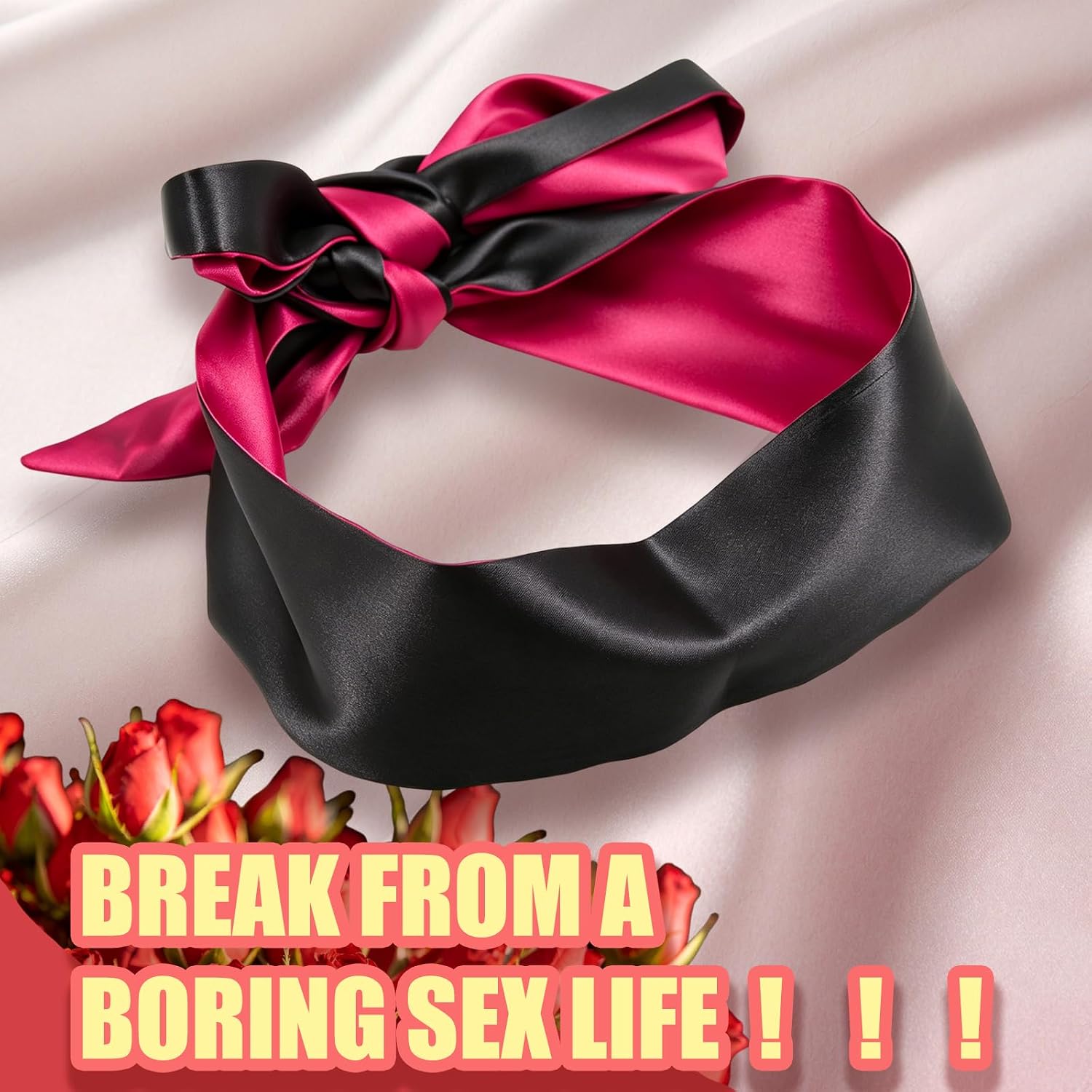 Silk Restraints Sex Blindfold Adjustable Soft BDSM Blindfold Bondage Handcuffs Ankle Cuffs Set Bondage Gear & Accessories Dual Sides Sex Blind Eye Mask BDSM Toys Adult Sex Toys Couples Women Man 2Pcs