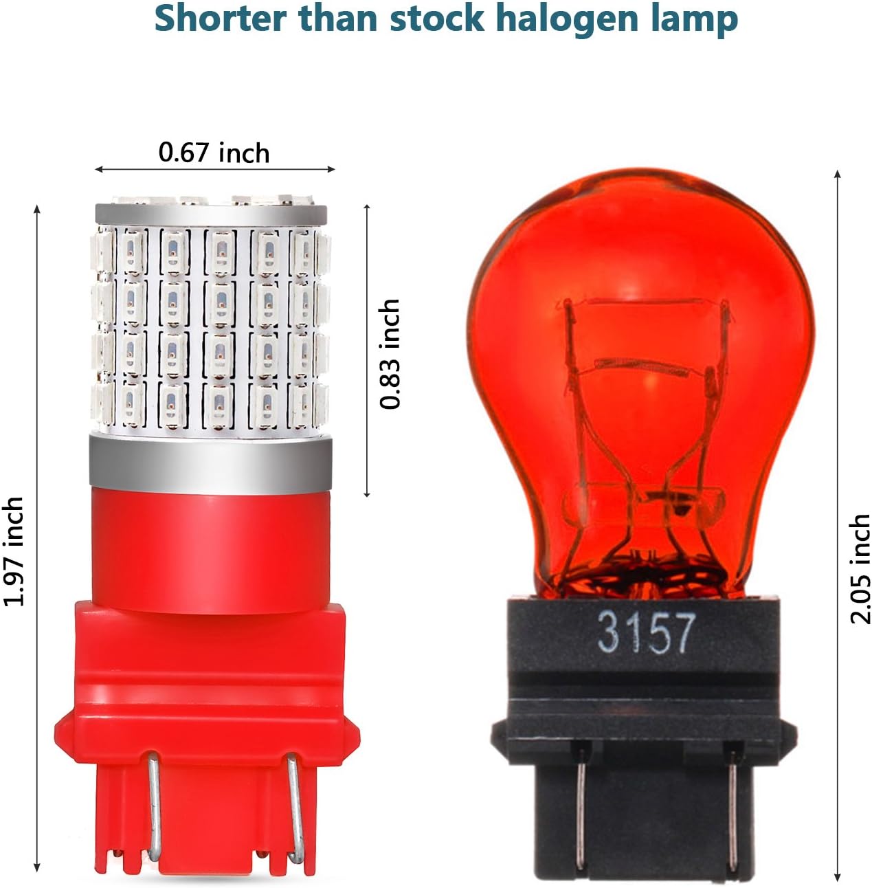 PHINLION 3157 Red LED Light Bulb Super Bright 72-SMD 3056 3156 3057 4057 4157 LED Bulbs for Car Truck Tail Brake Stop Turn Signal Blinker Side Marker Lights