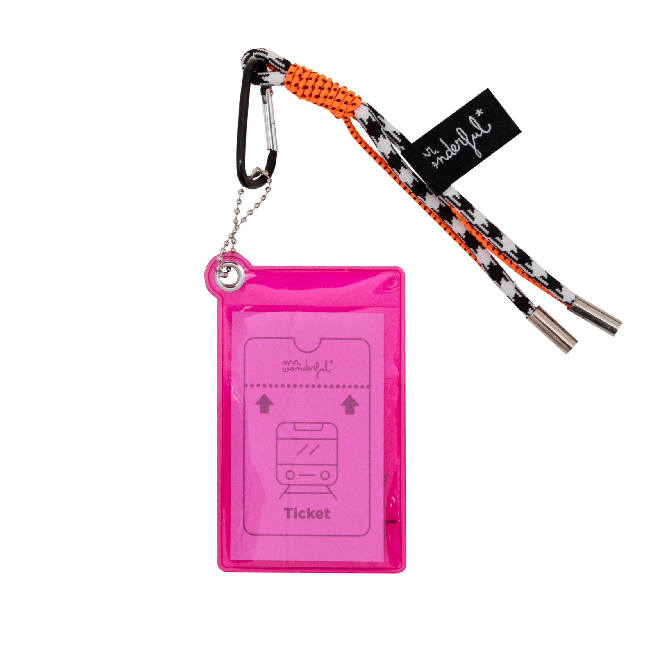Mr. Wonderful - Clip-on Backpack Accessory - Fuchsia - Funda de Plástico Transparente - Funda para Títulos de Transporte y Tarjetas