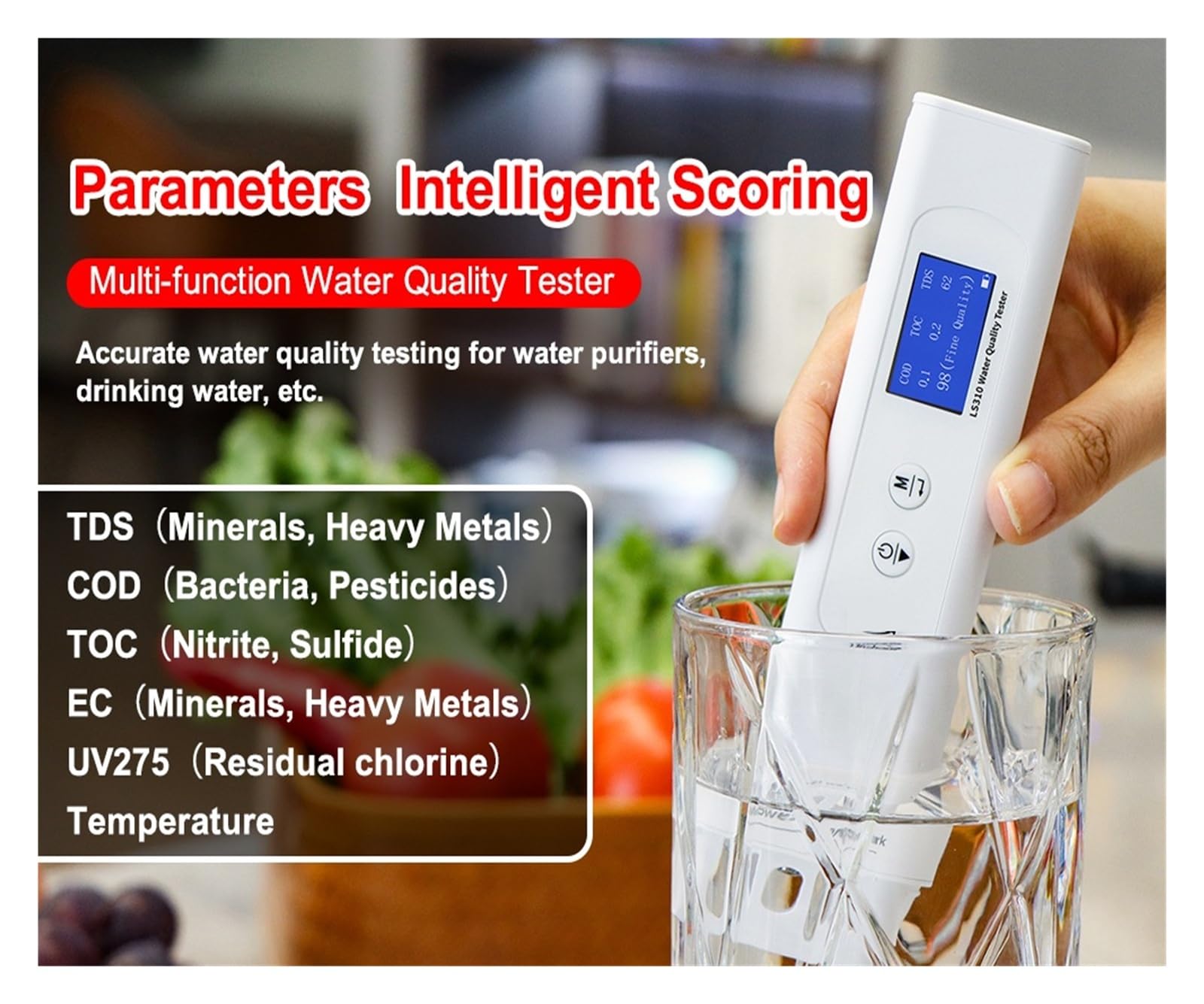 Probador digital de calidad del agua LS310 TDS PPM COD TOC Meter Operación sencilla