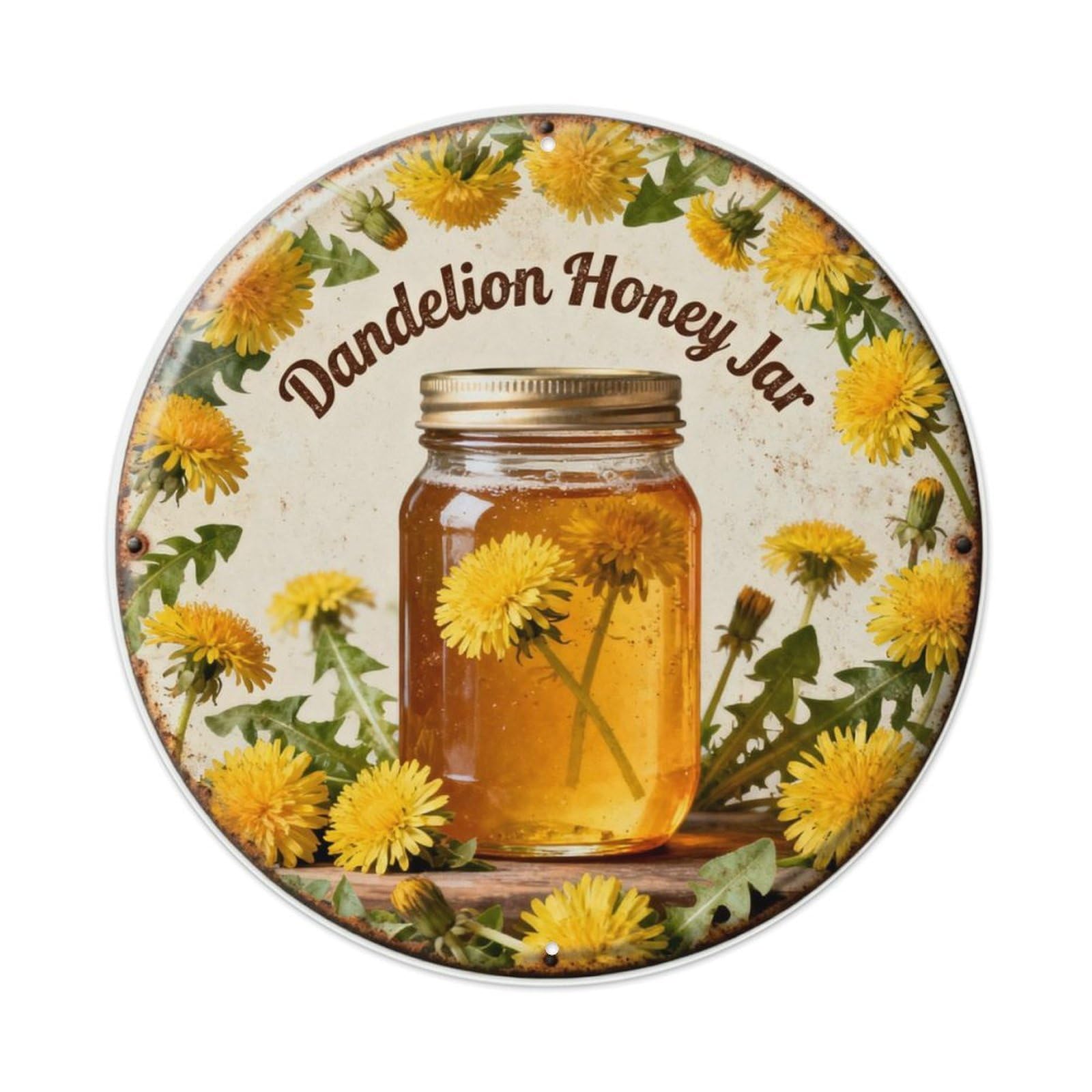 Dandelion Honey Jar Metal Tin Sign Plaque