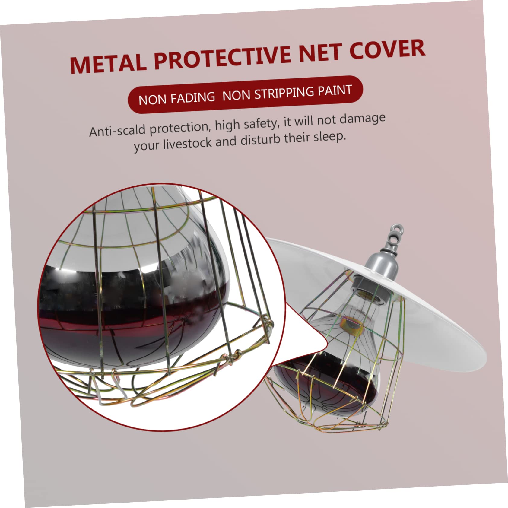 Abaodam Heizlampe für Viehkäfige mit Metallnetz und Aluminium Lampenfassung für Wärmeeffekt und Verformungsbeständigkeit im Kleinen Schweinekäfig und Brutkasten Zufällige Farbe
