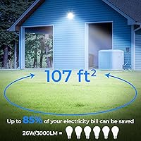 Vista 11 de CINOTON Luminaria LED de Pared de 26W con Sensor de Anochecer a Amanecer, 3CCT 3000K/4000K/5000K, 26W/18W/13W Conmutable, [100-277Vac] IP65