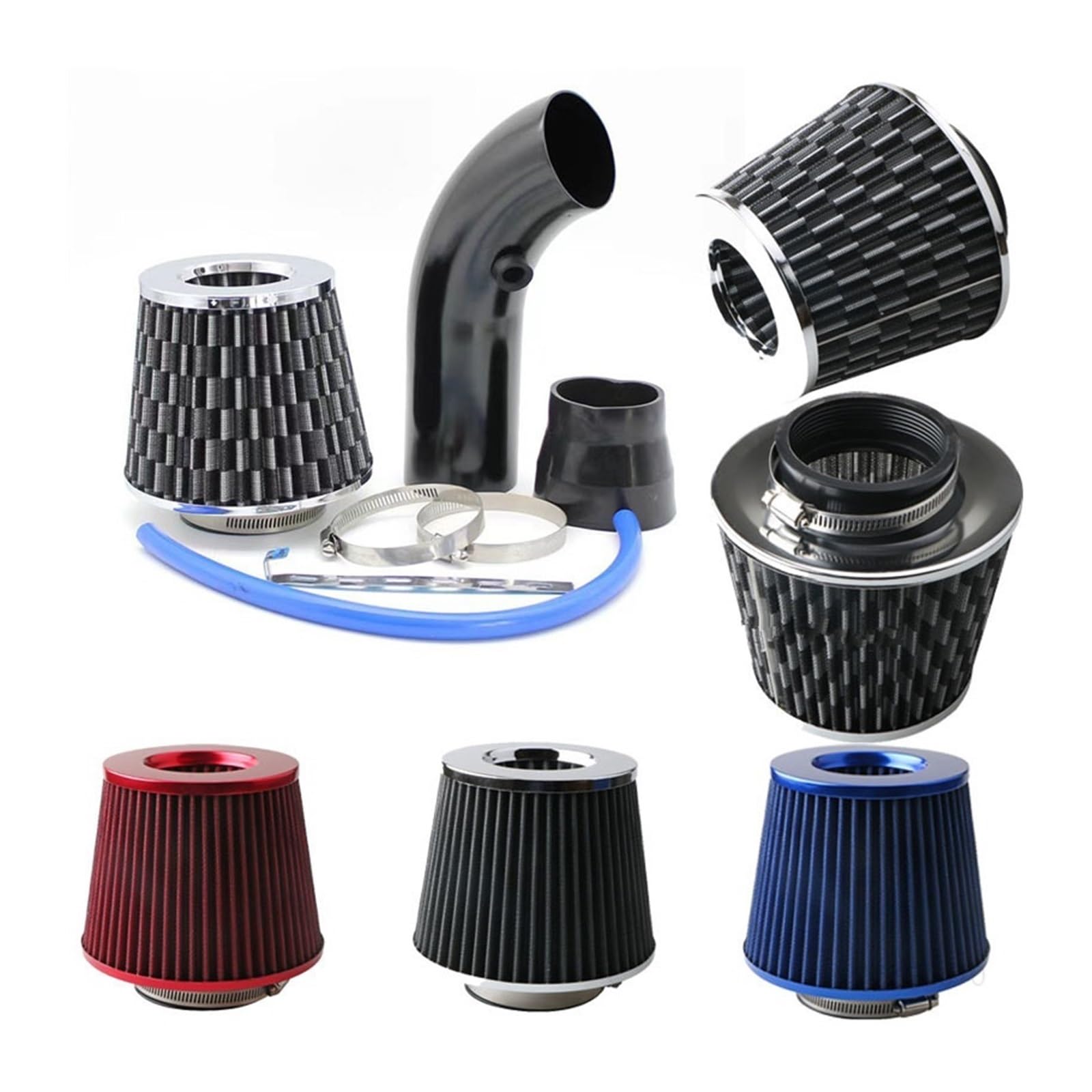 Filtr powietrza silnika Filtr powietrza 76 mm o wysokim przepływie, aluminiowy filtr wlotowy, grzybkowy, zestaw dolotowy, akcesoria(Blk kit1100)