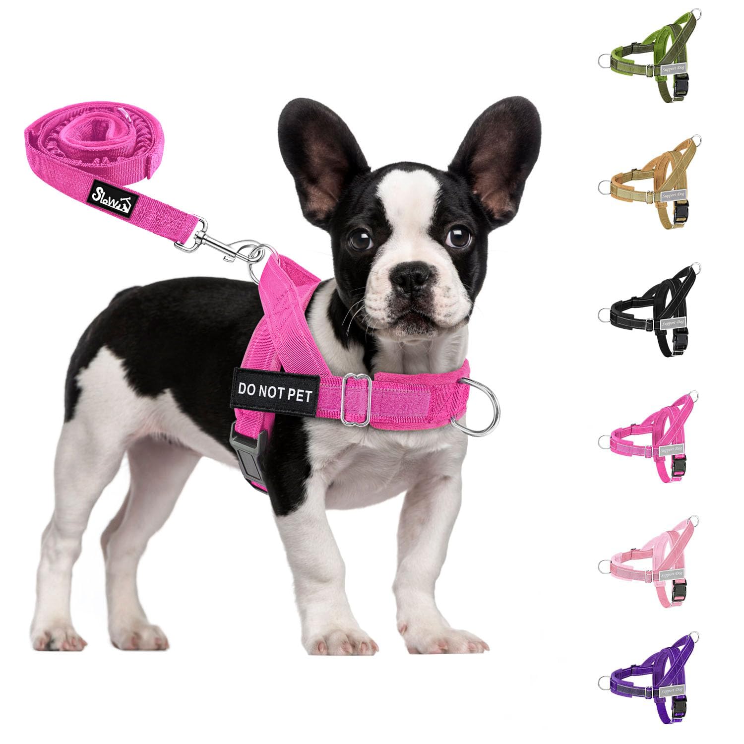 Eyein Hundegeschirr für mittelgroße Hunde mit Leine, Anti-Zug Geschirr weich gepolstert mit 2 Leinenclips, reflektierend & verstellbar Brustgeschirr für Spaziergänge Training (Magenta, S)