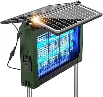 ZECHUAN Solar Bug Zapper Outdoor, Electric Mosquitoes Zapper Waterproof