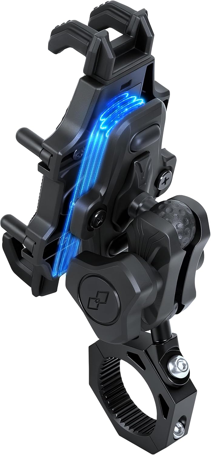 ZHILXN Anti-Theft UTV Phone Mount with Vibration Dampener, Adjustable SXS Phone Holder with Aluminum Bracket Fit for 1.75"-2" Roll Cage, Heavy Duty RZR Cell Phone Holder to 5.4"-7.2" Phones