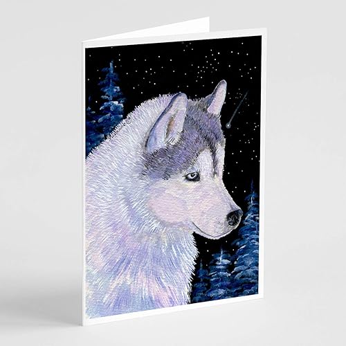 Caroline's Treasures SS8617GCA7P Siberian Husky Greeting Cards and Envelopes Pack of 8 Blank Cards with Envelopes Whimsical A7 Size 5x7 Blank Note
