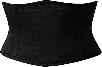 Womens Underbust Heavy Duty Steel Boned Waspie Waist Cincher Flat Front Cotton Corset