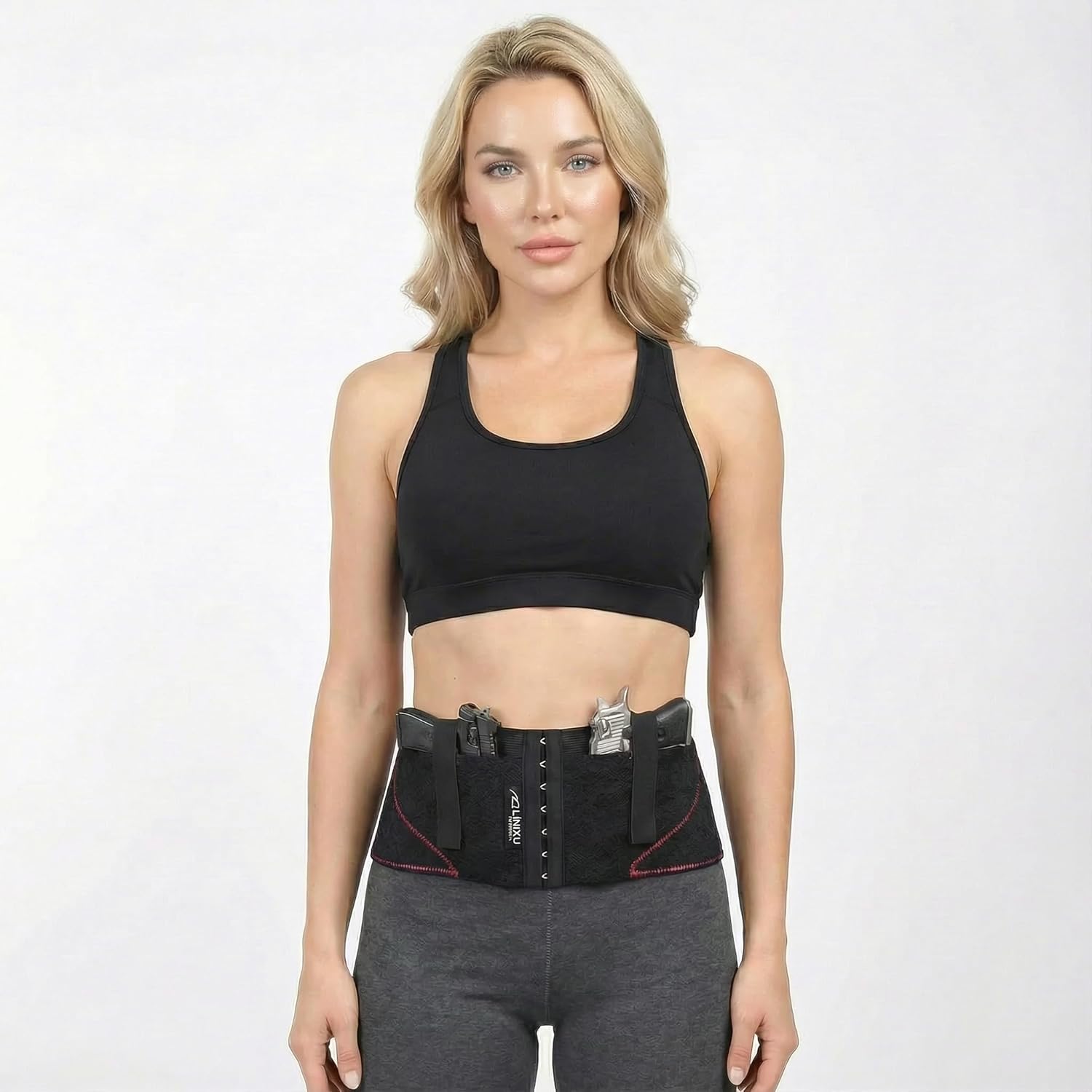 LINIXU Women's Concealed Carry Holster Hip Hugger Classic Lace Black/red - Image 8