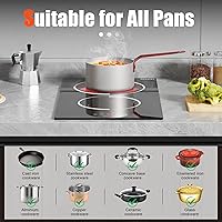 Vista 4 de Estufa eléctrica Jessier de 12 pulgadas - 2 quemadores, estufa de sobremesa y estufa integrada de cerámica, estufa eléctrica de vidrio con marco