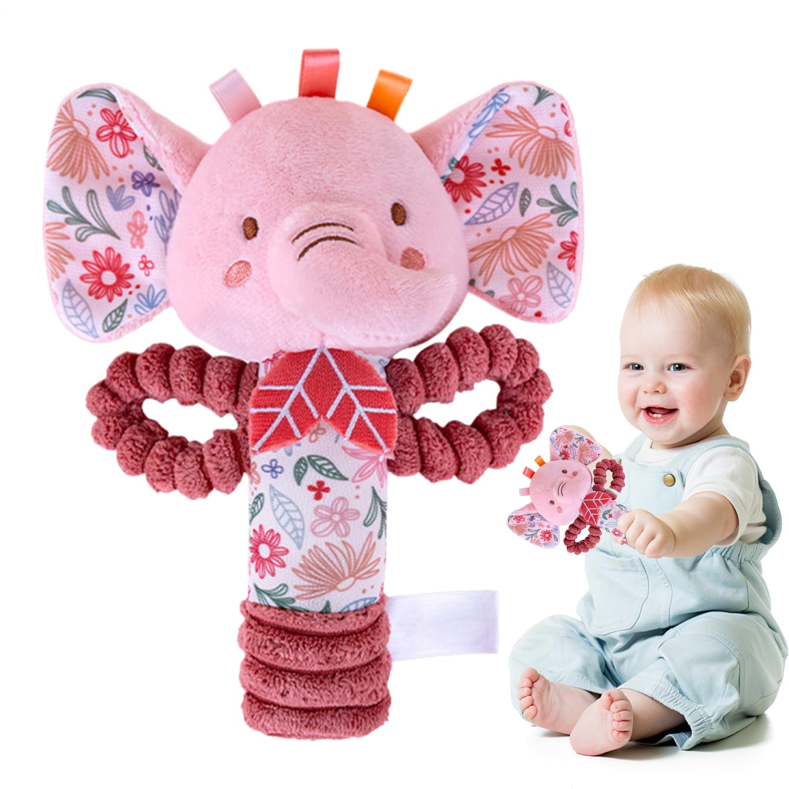 Plush Rattles for Little Plush Shaker Soft Ring Shaker Hand Rattles Tyke