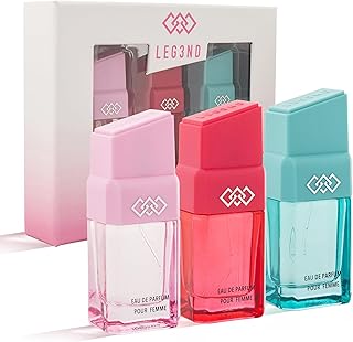 LEG3ND Set of 3 Pour Femme - Fresh, Floral & Sweet Cologne for Women - Long-Lasting Luxury Fragrance with Essential Oils - Comes in a Glass Bottle Spray (15ml each)